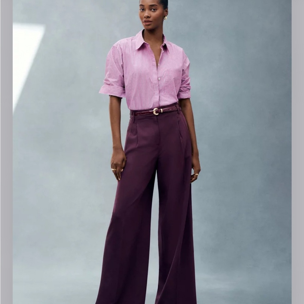 Ann Taylor Deep Purple Wide-Leg Pants